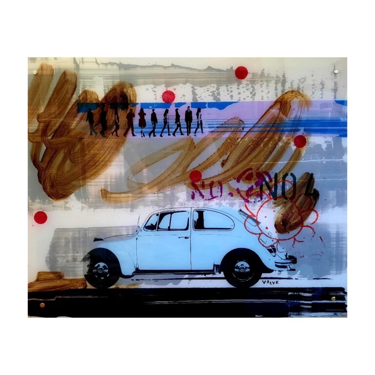 Karl Valve, "No 2/4", akryl och mixed media på plexi, 60x75cm