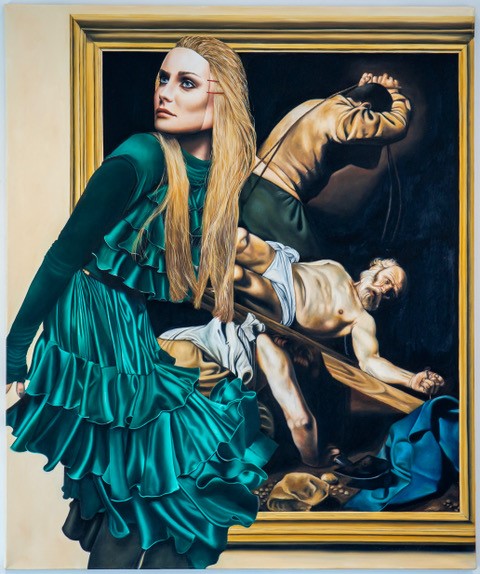Henrik Johansson, Vestito verde, olja på duk, 120x100 cm