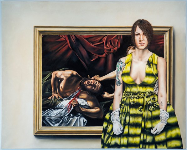 Henrik Johansson, La donna con il vestito giallo. olja på duk, 150x120 cm