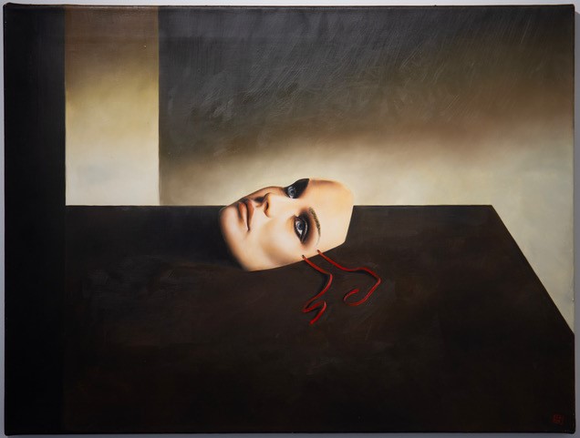 Henrik Johansson, The Face, olja på pannå, 80x30 cm